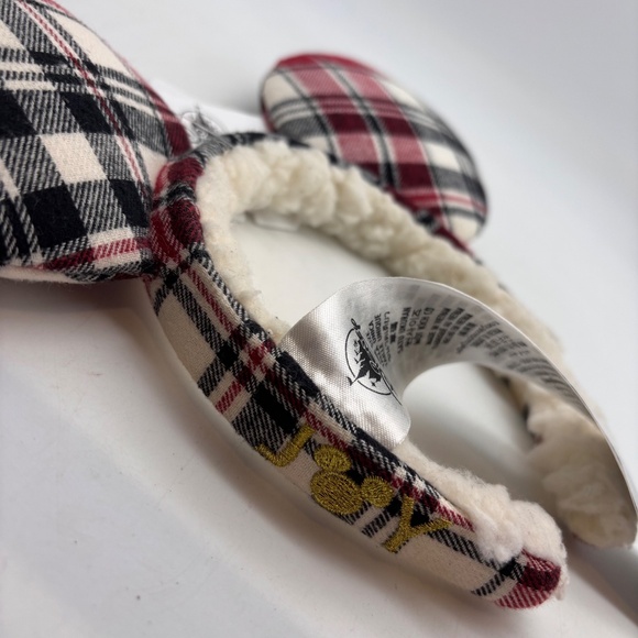 Disney Parks Mickey Mouse Holiday Plaid Joy Christmas Ears with Tags - Picture 9 of 11